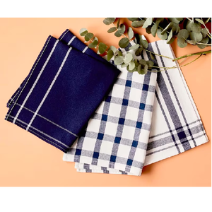 Plaid natural linen buffalo blue-grey <b>navy</b>-blue black checked Breathable Anti-static Eco friendly pure cotton kitchen <b>tea</b> <b>towel</b> - Product Image 6