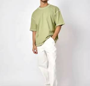 Camiseta de algodón 100% personalizada con hombros caídos de gran tamaño para hombre, serigrafía con logotipo, ropa de calle de peso pesado, antibolitas rápidas - Product Image 5