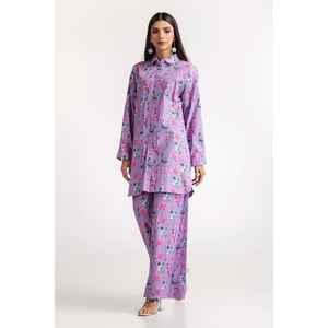 Conjunto Casual de Camisa y Pantalón de Licra con Estampado Digital IPS-24-200, sin Cuello y con Mangas Tres Cuartos para Primavera/Verano - Product Image 5