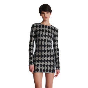 ชุดเดรสอาชีพปิดด้วยซิปด้านหลังใส่สบายเดรสมืออาชีพแขนยาวปักด้วยพลอยเทียมแบบกำหนดเอง - Product Image 1