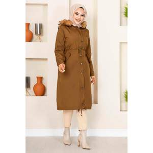 Tunnel Ceinture Arquée Hijab Manteau Motif Régulier 40/38 165cm Marron Turquie - Product Image 6