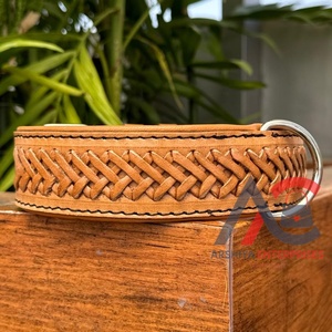 Wholesale Personalized Manufacturer Custom Handmade Luxury Design Braided Leather Dog Collars <b>Padded</b> Genuine Leather Pet Collars - Product Image 1