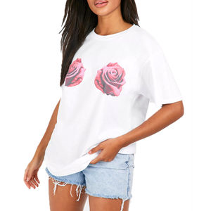 T-shirt pour femmes sur mesure avec tissu de haute qualité OEM vente en gros logo personnalisé de la saison estivale - Product Image 1