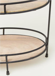 Support à gâteau rond métallique et en bois personnalisé avec prise ferme pour la décoration intérieure à des fins occasionnelles de fête de mariage - Product Image 5