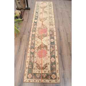 2.2x9.2 ft Vintage Rug, Turkish <b>Runner</b> Rug, <b>Red</b> Southwestern Wool Rug - Product Image 1