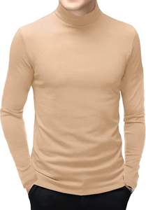 T-shirt pour homme à manches longues avec LOGO personnalisé, décontracté, basique, col roulé, coupe ajustée, pour maillot de corps, pull thermique et uni T-shirt pour homme - Product Image 5