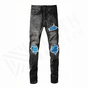 New Arrivals Casual Men Patchwork Cargo Pants <b>Soft</b> Lightweight Perfect Everyday Wear Relaxed Outfits <b>Denim</b> <b>Jeans</b> Customized - Product Image 1