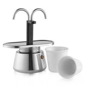 <span class=keywords><strong>Cafetera</strong></span> Moka de Acero Inoxidable de Doble Tubo para 2 Tazas, <span class=keywords><strong>Cafetera</strong></span> Espresso Italiana Engrosada 304 para Estufa, Mini <span class=keywords><strong>Cafetera</strong></span> <span class=keywords><strong>Greca</strong></span> Personalizada con MOQ Bajo - Product Image 6