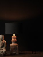 Lampe en bois Art Déco électrique purement artisanale, motif végétal, abat-jour en tissu, 50 cm, idéale pour la décoration de la maison, des restaurants et des hôtels