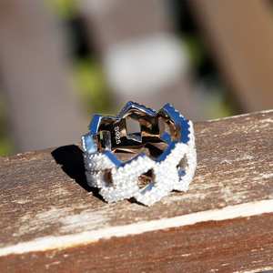 Bague en or blanc massif 14 carats à maillons cubains Miami pour hommes Bague classique en or 18 carats pour mariage et fête Bague en diamant Moissanite - Product Image 4