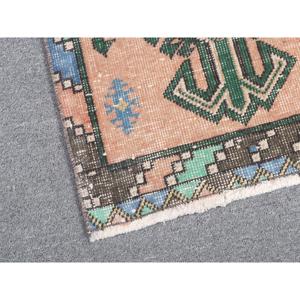 1.5x2.9 ft Turkish Rug, Vintage Small Rug, <b>Brown</b> Green Floral <b>Wool</b> Rug - Product Image 5