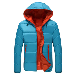 2024 hommes décontracté hiver matelassé rembourré veste universitaire courte longueur imperméable à capuche Bomber avec fermeture à glissière lumière personnalisée - Product Image 2