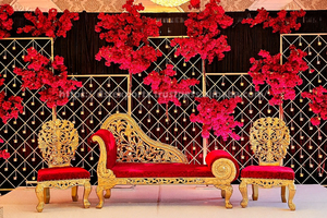 Ensemble de canapés de scène de mariage doré Shahi Look UK DST Exportations Meubles de mariage indiens traditionnels Vente à chaud Fabricant de réception - Product Image 2