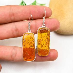 Pendientes de Ámbar Báltico, Plata de Ley 925, Joyería de Piedras Preciosas de Ámbar Hecha a Mano, Regalo para Aniversario, Boda, Moda Femenina, Arte - Product Image 6