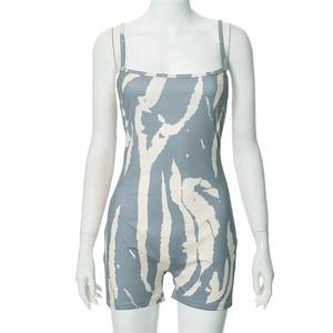 1pcs new fashion Summer Trend Printed Skinny Yoga <b>Rompers</b> Casual Sportswear for <b>Women</b> 2024 Sleeveless Sexy Backless Playsuit - Product Image 2