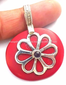 Natural Smooth <b>Amethyst</b> 5mm Flower <b>Pendant</b> Handmade Silver Plated Brass Vintage Gold for Jewelry Making Fashion Accessory - Product Image 1