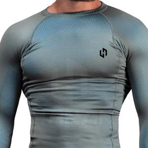 Camisas de compresión de secado rápido de manga larga para hombre, ropa de entrenamiento de gimnasio transpirable de LICRA/poliéster, ropa de entrenamiento - Product Image 4