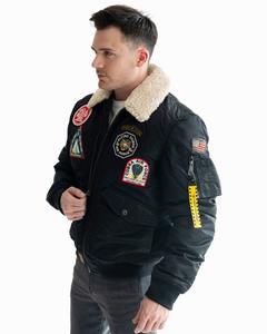 <b>Top</b> <b>Gun</b> Force Cw45 Nylon Bomber <b>Jacket</b> with Natural Fur Collar Men's High Quality Patches-<b>Jacket</b> - Product Image 4