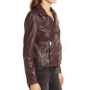 Veste en cuir véritable pour femme avec col rabattu Traitement fini de grande taille Respirant pour une utilisation en extérieur - Product Image 2