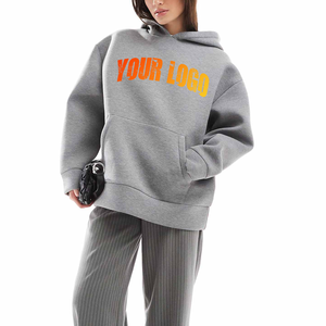 2025 Nueva Sudadera con capucha de gran tamaño granate de alta calidad para mujer 500 GSM Super peinado preencogido ropa de calle acanalada impresa frente invierno - Product Image 4