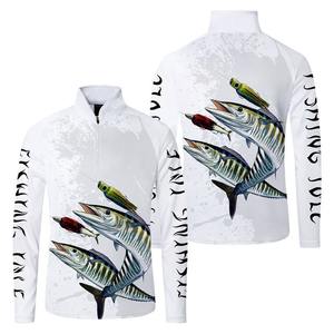 Camisa de cuello redondo de pesca rendimiento poliéster secado rápido impresión por sublimación MOQ bajo personalizada UPF 50 con camisa de pesca con cremallera - Product Image 4