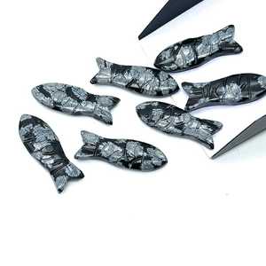 Cuentas de Jaspe Negro Talladas a Mano en Forma de Pez, 25 MM, Piedras Preciosas Naturales Sueltas para Joyería - Product Image 4