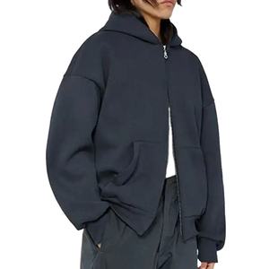 Sudadera con Capucha Completa con Cierre, Estilo Holgado, Impresión Serigráfica, Sudadera con Capucha de Algodón y Felpa, Corte Cuadrado, Logotipo Personalizado, Sudadera Corta con Cierre - Product Image 3