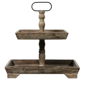 Royal Wooden Rectangle Wood 2 <b>Tier</b> <b>Cake</b> <b>Stand</b> for Home Restaurant Use High Quality <b>Cake</b> Wooden <b>Stand</b> New Arrival Available Here - Product Image 1