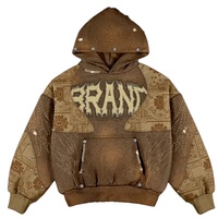 Nouveauté : Sweat à capuche pour homme en tricot avec imprimé numérique patchwork, coupe classique, style streetwear décontracté, idéal pour l'hiver