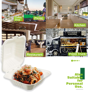 Contenants alimentaires à clapet 100 % compostables, écologiques et jetables en bagasse et fibres de canne à sucre biodégradables - Product Image 6