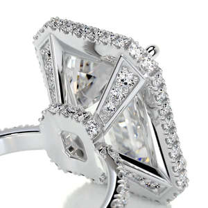 SHREYA DIAM 8 Carat <b>Emerald</b> Cut Moissanite Double Halo <b>Ring</b> 925 <b>Silver</b> Gold Plated Pave Setting Women's Engagement Band Luxury - Product Image 2