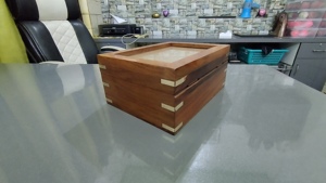 Latest Design Wooden Cremation Urn With Photo Frame on Top Dark Polished Human <b>Ashes</b> <b>Box</b> by Brassworld India - Product Image 2