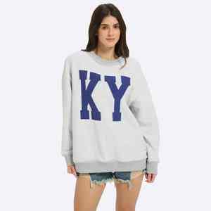 Camiseta de Manga Larga para Mujer, Cuello Redondo, Estampado de Letras Kentucky, Bordada, Oversize, Algodón Grueso, Otoño Invierno - Product Image 2