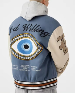 2024 ODM Customized High Quality Chenille Embroidery LOGO Baseball <b>Lettering</b> Leather Sleeve HIGH STREET Varsity <b>Jacket</b> for <b>Men</b> - Product Image 3