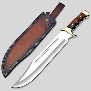 Fascio di coltelli fatti a mano in acciaio D2 da 18 pollici grande <span class=keywords><strong>Bowie</strong></span> Full Tang lama fissa coltelli da caccia con manico in palissandro