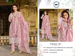 Nouvelle tenue de créateur de variété fabriquée à partir de luxueux costume Salwar en organza et Dupatta avec broderie et Khatli Work Woman Fashion - Product Image 2