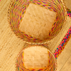 ตะกร้าไม้ไผ่สานทรงกลมหลากสีเป็นมิตรต่อสิ่งแวดล้อมตะกร้าซักผ้าปรับแต่งขนาดได้ตามต้องการคุณภาพสูงจากเวียดนาม - Product Image 4