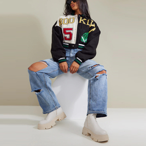 Top Trending Custom Logo 100% Algodón Fleece Cropped Mujeres Varsity Chaquetas 2025 Ladies University Chaquetas - Product Image 2