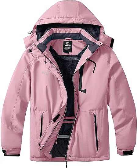 Women's Plus Size Waterproof Ski Jacket Winter Windproof Warm Coat with Hood for Snow Mountain Made of Canvas Fabric