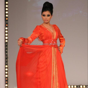 Full Orange Colour <b>Kaftan</b> With Beautiful Lace Work and Long Sleeves Best Selling - Product Image 1