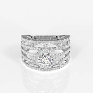 Round Cut Moissanite Diamond <b>Cocktail</b> Sterling Silver <b>Ring</b> for Party Occasions - Product Image 5