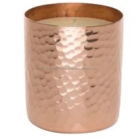 TQC Hammered Design Copper Finished Handmade Eco-Friendly Cylinder Candle Jar <b>Lid</b> Home Hotel Restaurants Wedding Christmas - Product Image 2