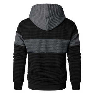 Men's Textured <b>Waffle</b> Color <b>Block</b> Embroidered Pullover Hoodie Sweatshirt Drawstring Hood Kangaroo Pocket Eco-Friendly Custom - Product Image 2