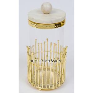 Wholesale Gold Plated Food Storage <b>Canisters</b> Sets for Kitchen Tools Luxury Designing Metal and <b>Glass</b> Kitchen Ware <b>Canisters</b> Sets - Product Image 1