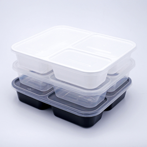 Lò Microwave 3 Ngăn Vòng Hình Chữ Nhật Dùng Một Lần PP Tiêm Thực Phẩm Container Bento Hộp Ăn Trưa Nhanh Chóng Khay Thức Ăn Với Nắp - Product Image 3