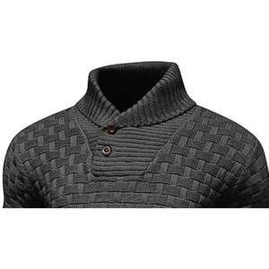 Suéter de poliéster con logotipo personalizado de alta calidad, diseño de punto suave para hombres de color sólido, venta al por mayor - Product Image 5