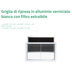 Grille d'admission en aluminium blanc peint Tecnosystemi avec filtre amovible pour climatisation et grilles d'aération - Product Image 2