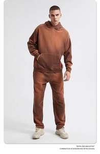 Sudadera con Capucha Vintage de Felpa Francesa 100% Algodón de Alta Calidad, Diseño Personalizado con Lavado Monkey, Sudadera con Capucha con Lavado Ácido Desgastado para Hombre, Otoño - Product Image 2