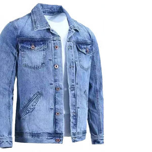 Veste en jean bleu unisexe de style vintage classique, motif uni, vêtement d'extérieur décontracté, respirant, hiver, boutons sur le devant, poches poitrine - Product Image 4