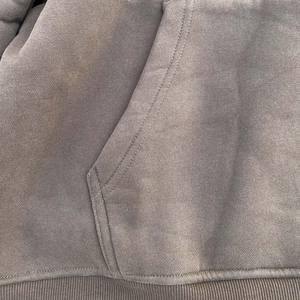 Haute qualité hommes gris foncé/marron couleur unie grande taille rétro Street Style sweat à capuche veste coupe ample haut 2025 - Product Image 6